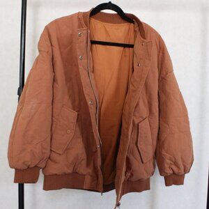 Women's Quilted Bomber Jacket Brown/Orange M